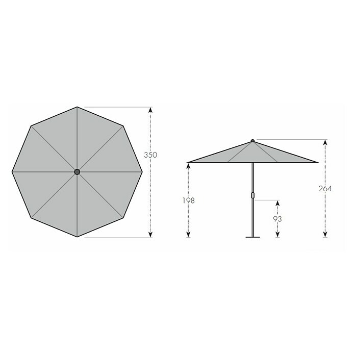 Doppler Alu Wood Marktschirm rund Ultra (Natur, Durchmesser Bespannung: 350 cm) | BAUHAUS