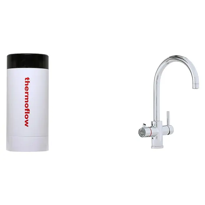Thermoflow Untertischspeicher und Armatur 100 R - 5 l, 2.200 W, Temperaturbereich: 35 °C - 100 °C, Armatur rund - Thermoflow Boiler mit Armatur. Ein schlanker Wasserboiler und eine elegante Chromarmatur für sofortiges heißes Wasser.