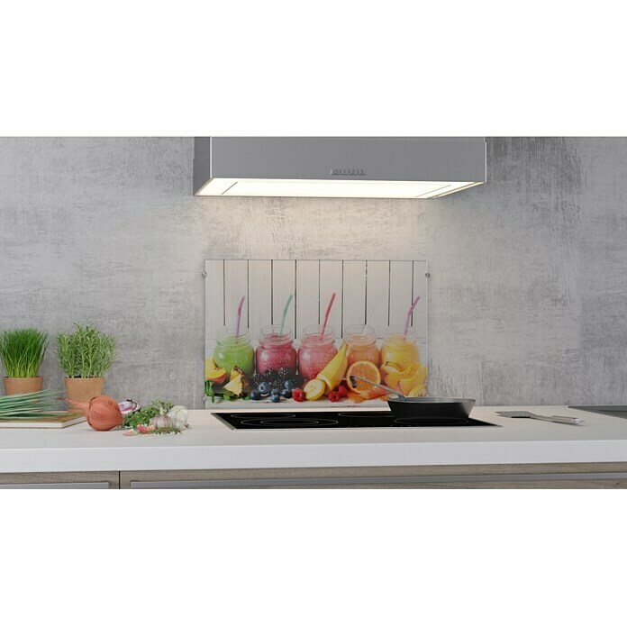 CUCINE Küchenrückwand (Colored Smoothies, 60 x 40 cm, Stärke: 6 mm, Einscheibensicherheitsglas (ESG))