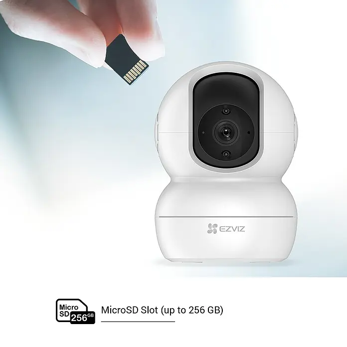 EZVIZ Cámara de vigilancia TY2 con cobertura visual de 360° - Blanco, Ángulo de detección: 360 °, Alcance de detección: 10 m - Cámara de seguridad con ranura para tarjeta SD. Capture hasta 256 GB para máxima seguridad y opciones de almacenamiento.