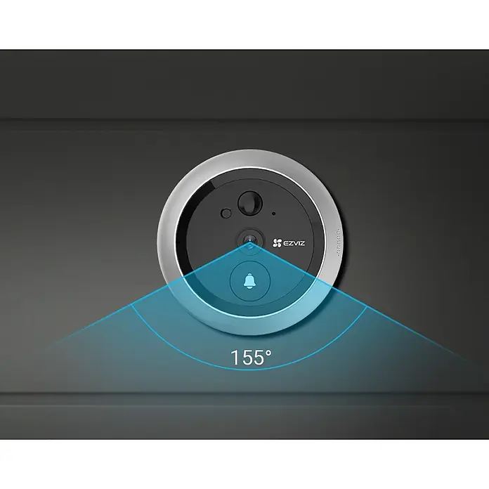 EZVIZ Mirilla digital DP2C - Gris - La cámara de timbre EZVIZ, con un amplio ángulo de 155°, garantiza una vigilancia integral de la puerta principal. Seguridad fiable para tu hogar.