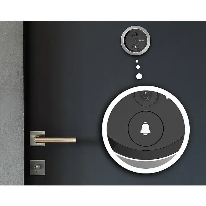 EZVIZ Mirilla digital DP2C - Gris - Timbre inteligente con cámara y manija de puerta. Tecnología moderna para aumentar la seguridad del hogar.