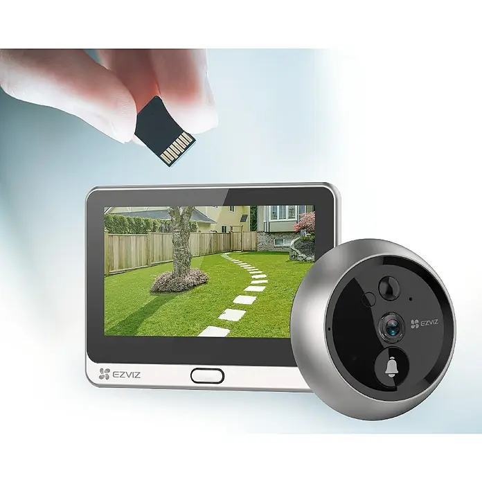 EZVIZ Mirilla digital DP2C - Gris - Timbre inteligente EZVIZ con tarjeta de memoria para grabación local y monitor para ver la zona de entrada.