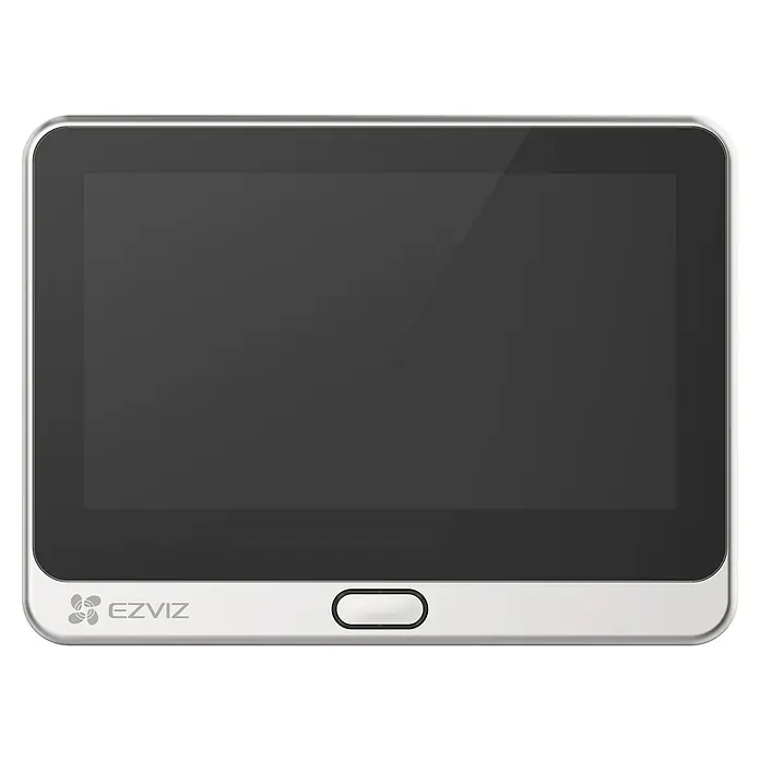 EZVIZ Mirilla digital DP2C - Gris - Primer plano de un dispositivo EZVIZ con pantalla táctil y una interfaz moderna y elegante, ideal para aplicaciones de hogar inteligente.