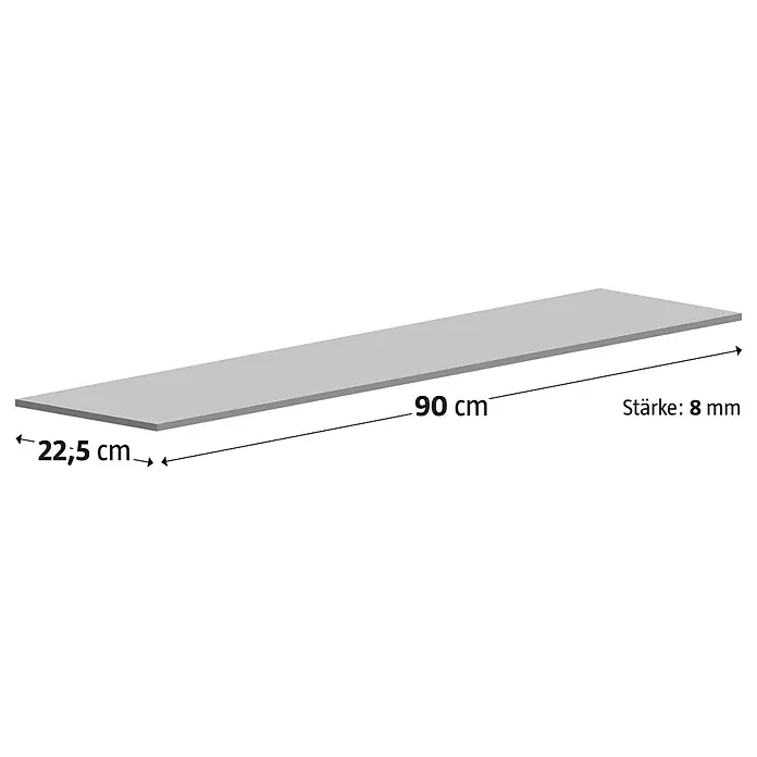 Atlas Concorde Solution Fable Feinsteinzeugfliese Grey - 22,5 x 90 cm, Grau, Matt - Produktbild einer rechteckigen Platte mit den Maßen 90 cm Länge, 22,5 cm Breite und 8 mm Stärke.