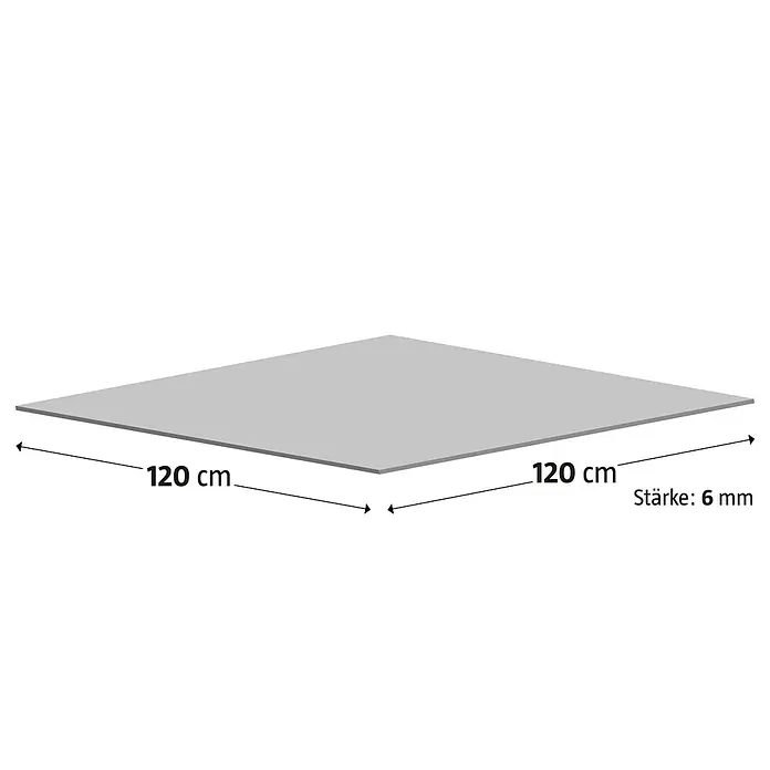 Feinsteinzeugfliese Black Marble - 120 x 120 cm, Schwarz, Glänzend - Abbildung einer quadratischen Platte mit den Maßen 120 cm x 120 cm und einer Stärke von 6 mm.