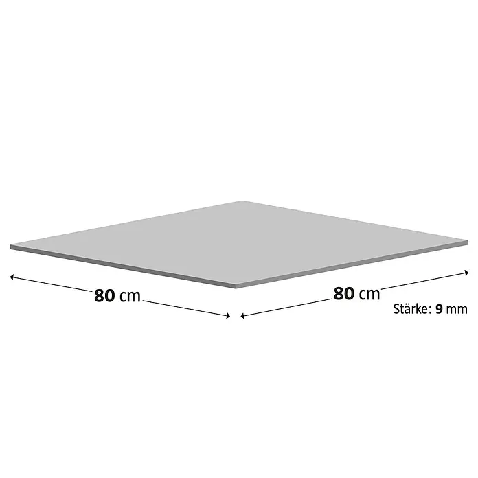 Feinsteinzeugfliese Metallo Ferro - 80 x 80 cm, Schwarz, Matt - Bild einer 80 cm x 80 cm großen Platte mit einer Stärke von 9 mm.