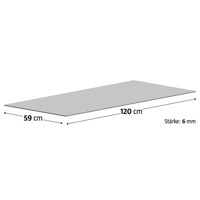 Feinsteinzeugfliese Arkety Slim - 59 x 120 cm, Grau, Matt - Produktbild einer Platte mit den Maßen 59 x 120 cm und einer Stärke von 6 mm.