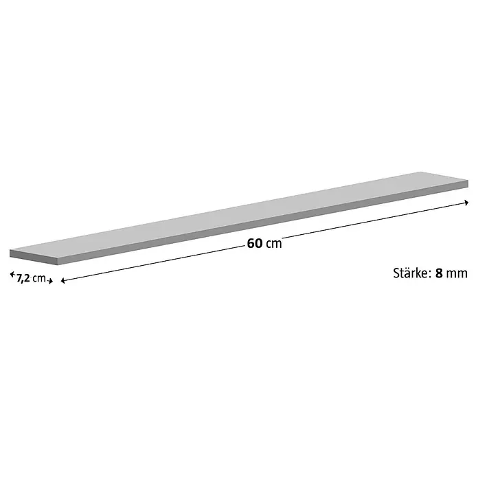 Atlas Concorde Solution Yorkshire Sockelfliese Almond - 7,2 x 60 cm, Beige, Matt - Abbildung einer 60 cm langen, 7,2 cm breiten und 8 mm dicken Leiste, ideal für diverse Bau- und Bastelprojekte.