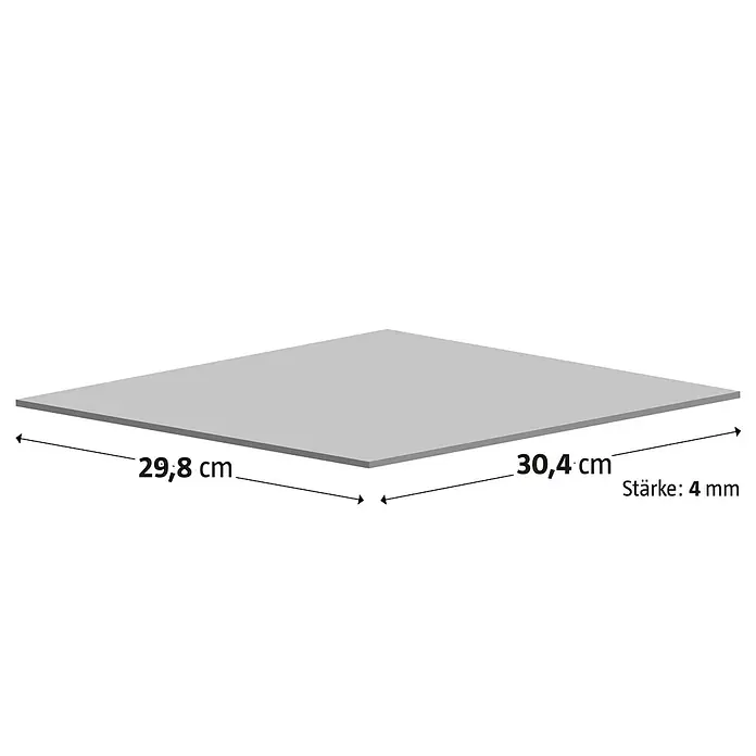Mosaikfliese Verbund Crystal CM GV478 - 29,8 x 30,4 cm, Schwarz/Silber, Glänzend - Produktbild einer grauen Platte mit den Maßen 29,8 x 30,4 cm und einer Stärke von 4 mm.