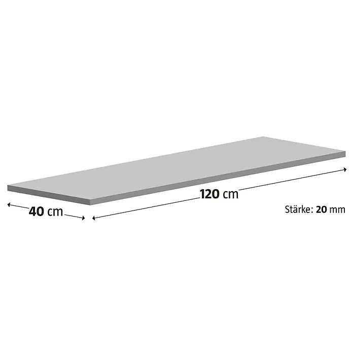 Esterno 20 T by Palazzo Terrassenfliese Harmonie - 40 x 120 x 2 cm, Zeder, Matt - Darstellung einer Arbeitsplatte mit den Maßen 120 cm Länge, 40 cm Breite und 20 mm Stärke.