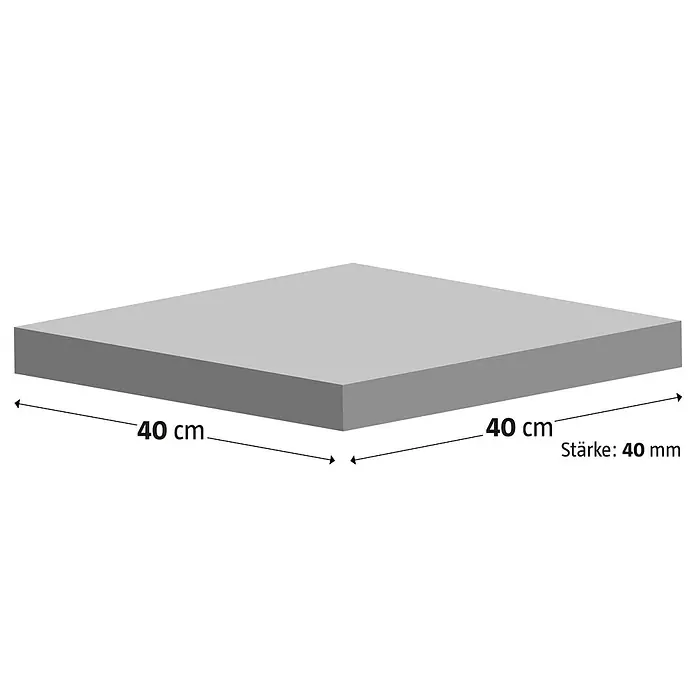 Terrassenplatte Titanio Glatt - 40 x 40 x 4 cm, Grau, Beton - Graue Fliese mit den Maßen 40 cm x 40 cm und einer Stärke von 40 mm. Ideal für Bodenbeläge und Wandverkleidungen.