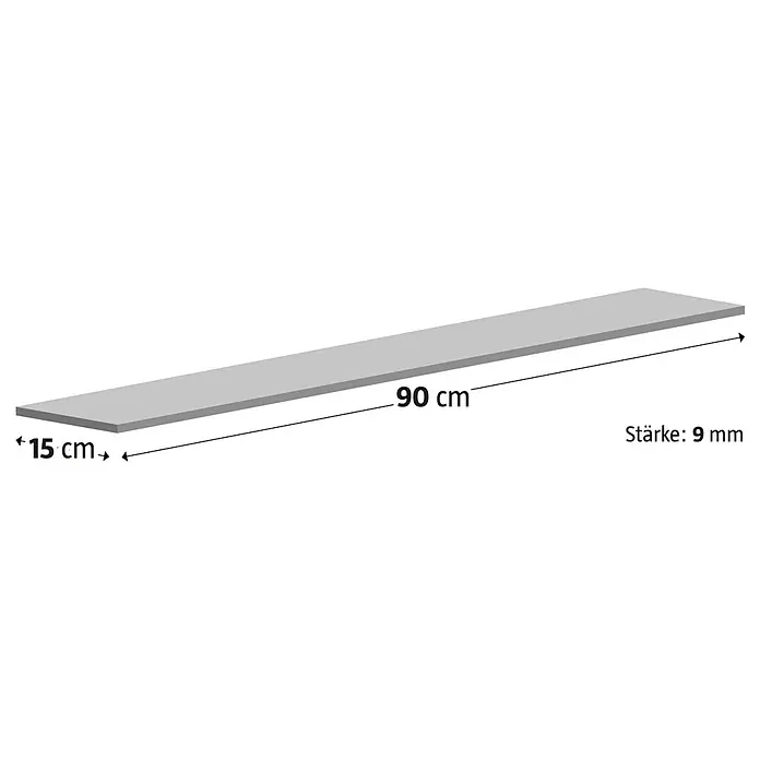 Harmonie by Palazzo Feinsteinzeugfliese - 15 x 90 cm, Buche, Matt - Produktbild einer grauen Holzplatte mit einer Länge von 90 cm, einer Breite von 15 cm und einer Stärke von 9 mm.