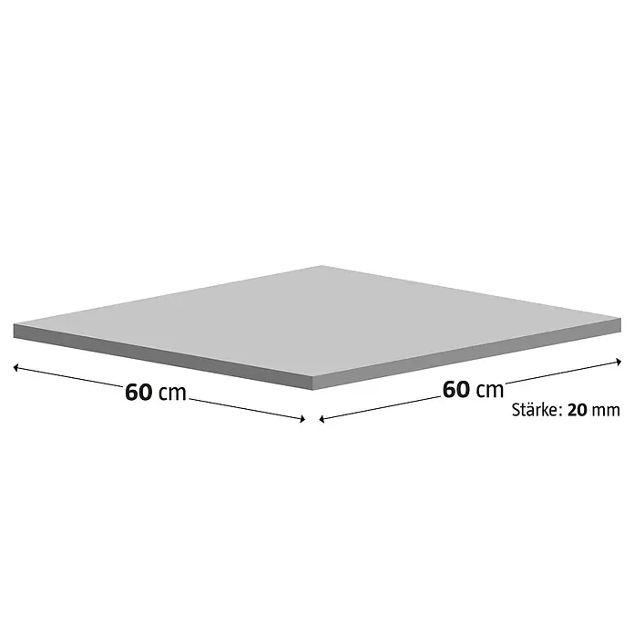 Terrassenfliese Garden Black Struktur - 59,7 x 59,7 x 2 cm, Schwarz, Matt - Abbildung einer 60 cm x 60 cm grossen, 20 mm dicken, grauen Fliese. Perfekt für moderne Boden- oder Wandgestaltungen.