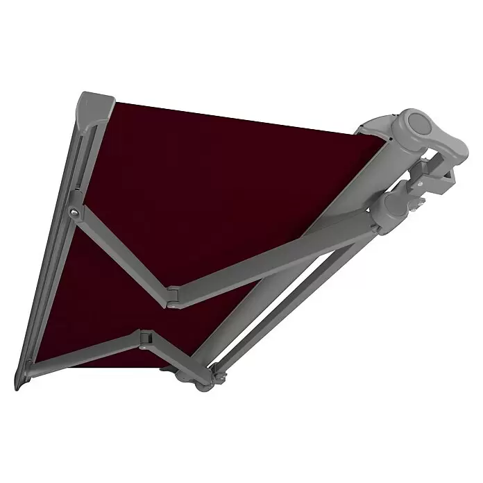 SM Hülsenmarkise T-407/11 - Rot, Farbe Gestell: Weißaluminium, Breite: 3,6 m, Ausfall: 2,5 m - Ansicht von unten