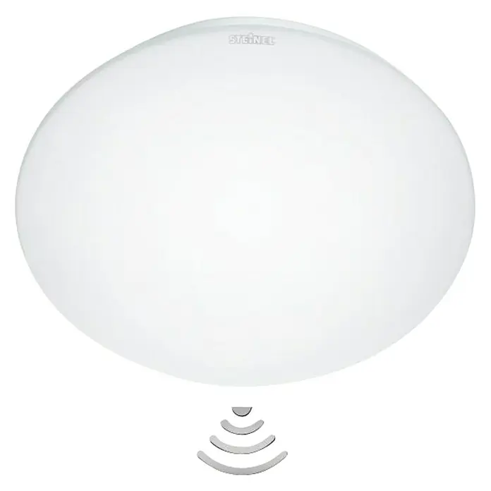 Steinel LED-Sensor-Deckenleuchte RS 16 LED S GLAS WW - 9,3 W, Weiß - Deckenleuchte mit Bewegungsmelder von Steinel für Innenräume, automatische Beleuchtung bei Bewegung, modernes Design in Weiß.