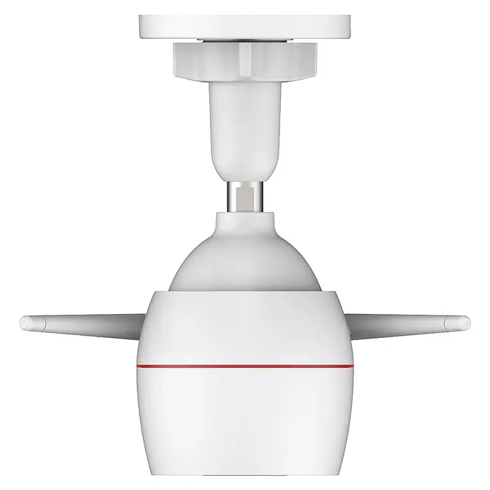 EZVIZ Überwachungskamera H3C R100 2K - Nachtsichtreichweite: 30 m - Die weiße Überwachungskamera bietet ein schlankes Design mit rotem Akzent, ideal für die unauffällige Innenraumüberwachung.