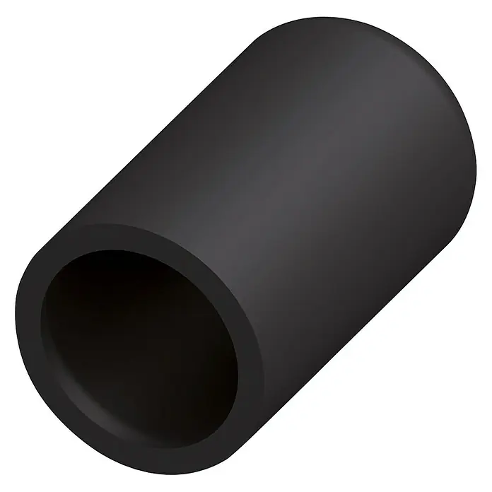 Kantoflex Gummikappe - Ø x L: 5,5 x 10 mm, Geeignet für: M 6, Stärke: 1,2 mm, Schwarz - Abbildung eines schwarzen Kunststoffrohrs, ideal für verschiedene Anwendungen. Das Material ist robust und bietet vielseitige Einsatzmöglichkeiten.