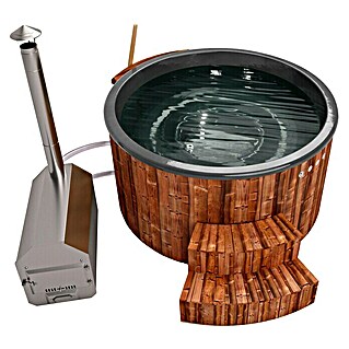 Holzklusiv Hot Tub Jade 180	Basic Deluxe (Durchmesser: 200 cm, Anthrazit, Thermoholz, Max. Personenzahl: 4 - 6)