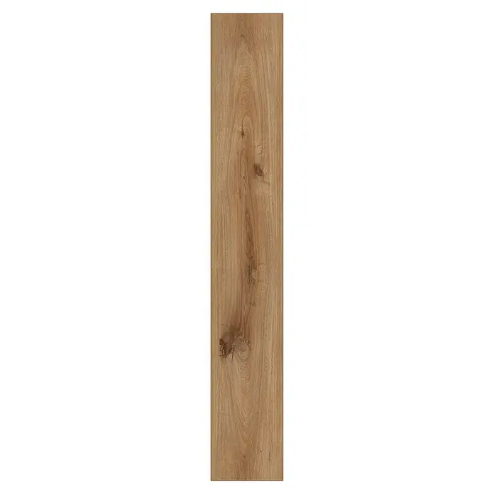 MyStyle MyDream Laminatmuster Golden Vista Oak - 200 x 195 x 14 mm, Landhausdiele - Ein einzelnes Paneel aus hellem, natürlich gemustertem Holz, das sich ideal für Bodenbeläge oder Wandverkleidungen eignet. Die Oberfläche ist detailliert.