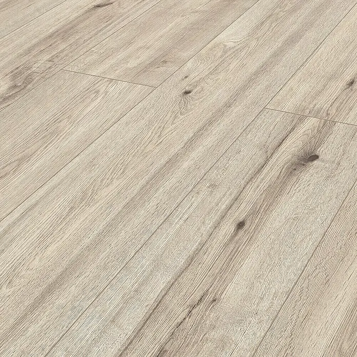 Classen Designboden Pro Nature - Taraza, Landhausdiele, 1.290 x 246 x 4 mm - Nahaufnahme von hellem Laminatboden mit natürlicher Holzmaserung, ideal für moderne Innenräume.