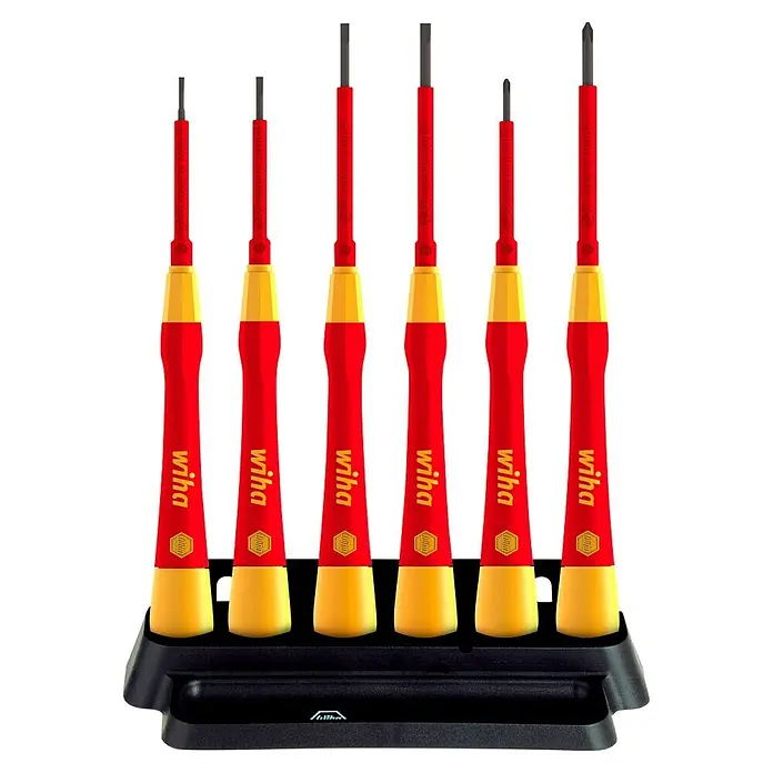 Wiha Feinmechaniker-Schraubendreher PicoFinish VDE - 7 -tlg., Schlitz und Kreuzschlitz PH - Wiha Slim Schraubendreher-Satz mit schlanker Klinge und Isolierung für sicheres Arbeiten. Perfekt für Elektriker und Heimwerker.