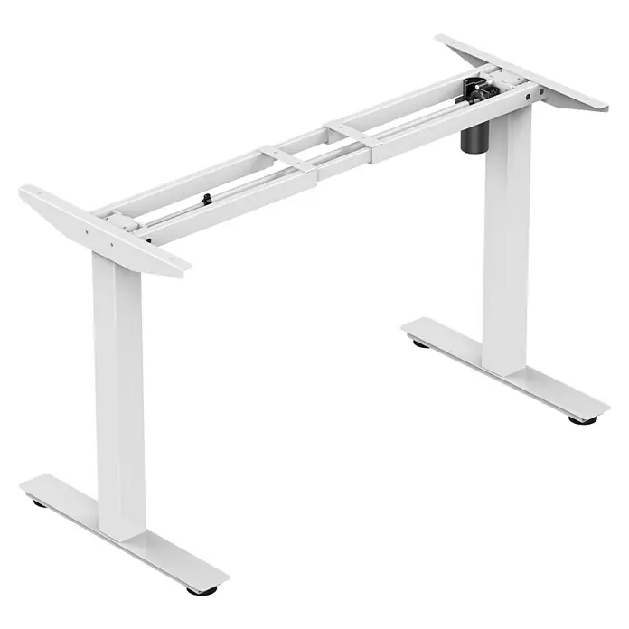 Bastidor de mesa T800 - Elevable, Blanco, Acero, Display digital y USB, Capacidad de carga: 80 kg - Imagen que muestra una estructura de escritorio de altura ajustable en blanco. Su diseño garantiza estabilidad y una estética moderna.