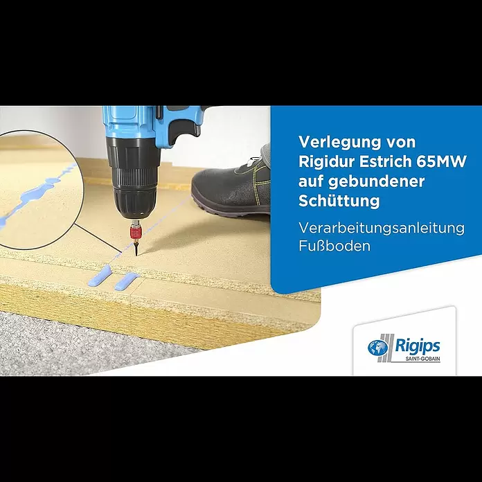 Rigips Rigidur Bindemittel MixBinder - 15 kg - Verlegung von Rigidur Trockenestrichelementen 65 MW - Rigips Verarbeitungsanleitung Fußboden
