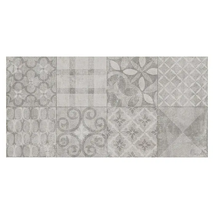 Feinsteinzeugfliese Dekorfliese Twin - 30 x 60 cm, Anthrazit, Matt - Dekorative graue Fliesen mit verschiedenen Muster für eine stilvolle Wand- oder Bodengestaltung. Vielseitig einsetzbar und ansprechend.