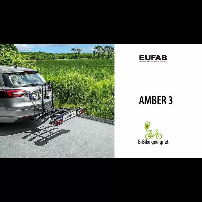 Eufab Fahrradträger Amber III - Geeignet für: 3 Fahrräder, Passend für: Fahrzeuge mit Anhängerkupplung - Amber 3 Infoclip
