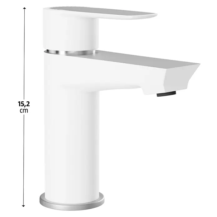Camargue Frost Waschtischarmatur - Höhe: 15,2 cm, Weiß/Chrom, Glänzend - Weißer Wasserhahn mit den Maßen 15,2 cm, ideal für moderne Badezimmer und Küchen. Elegant und funktional.