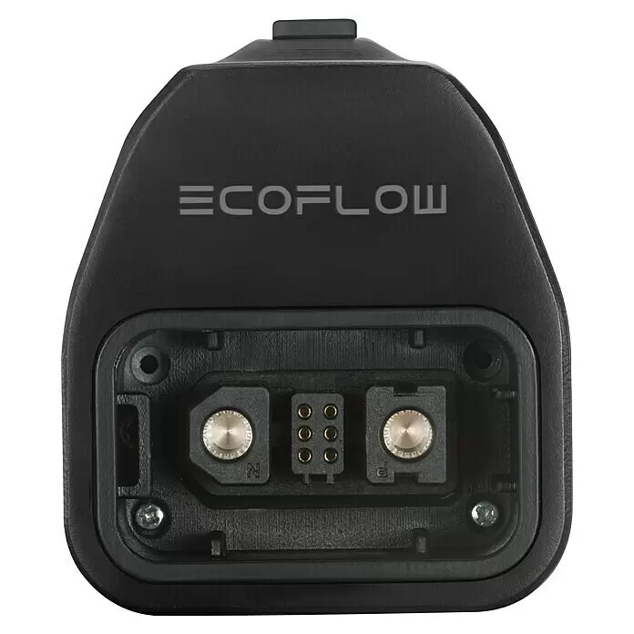 EcoFlow Adapter DELTA Pro auf Smart Generator - Farbe: Schwarz - Schwarzes ECOFLOW Anschlussmodul mit freiliegenden elektrischen Kontakten.