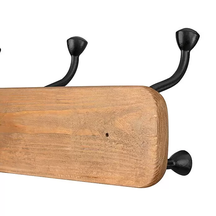 Walteco Hakenleiste - L x B x H: 530 x 115 x 160 mm, Anzahl Haken: 3 Stk., Holz - Detailaufnahme
