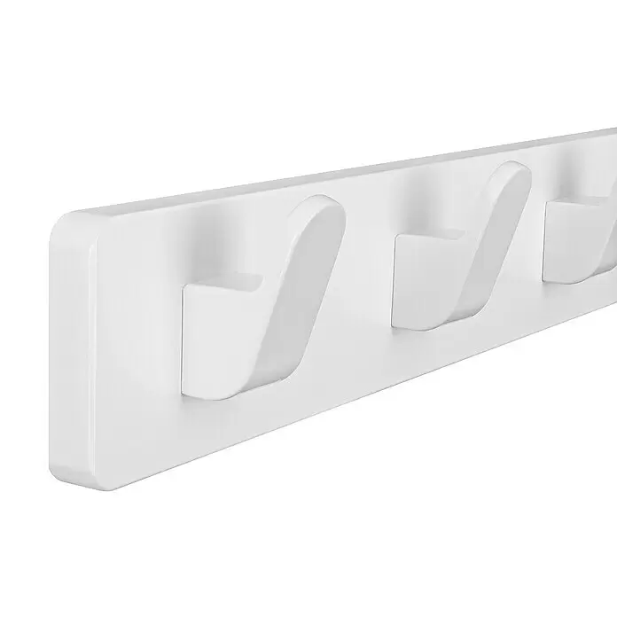 Walteco Hakenleiste - L x B x H: 550 x 55 x 70 mm, Anzahl Haken: 5 Stk., Weiß - Detailaufnahme