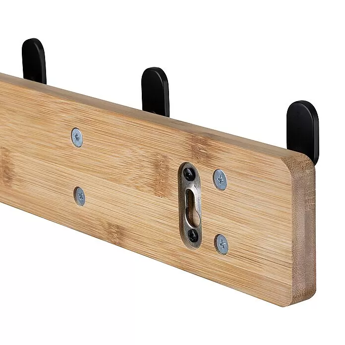 Walteco Hakenleiste - L x B x H: 550 x 55 x 80 mm, Anzahl Haken: 5 Stk., Braun - Detailaufnahme