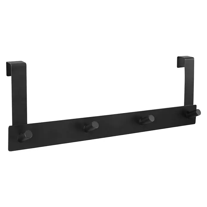 Walteco Türhaken - L x B x H: 400 x 55 x 132 mm, Metall, 4 Stk. - Dieser schwarze Türhänger mit 4 Haken bietet eine praktische Aufbewahrungslösung. Ideal für Jacken, Handtücher und mehr, platzsparend an jeder Tür.