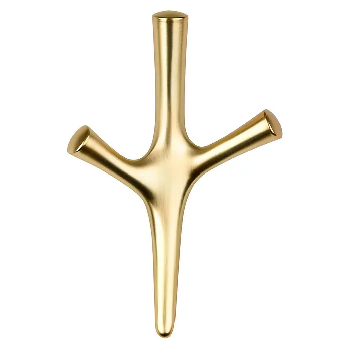 Walteco Garderobenhaken AMIOSO I - L x B x H: 107 x 59 x 160 mm, Anzahl Haken: 3 Stk., Gold - Goldener, moderner Kleiderhaken mit drei Armen, ideal für stilvolle Garderobenlösungen.