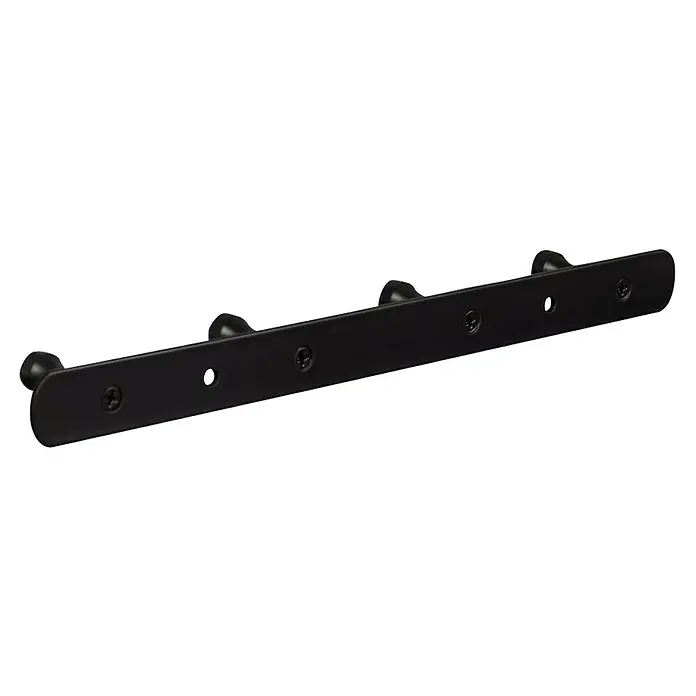 Walteco Hakenleiste - L x B x H: 300 x 40 x 25 mm, Anzahl Haken: 4 Stk., Edelstahl - Schwarzer Kleiderhaken mit mehreren Haken und Schrauben zur Wandmontage für zusätzlichen Stauraum.