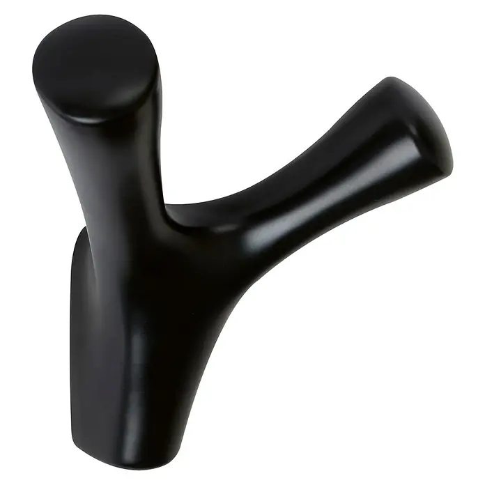 Walteco Garderobenhaken AMIOSO II - L x B x H: 76 x 48 x 92 mm, Anzahl Haken: 2 Stk., Schwarz - Schwarzer Wandhaken in Y-Form. Praktische und stilvolle Wandgarderobe für Jacken und mehr.