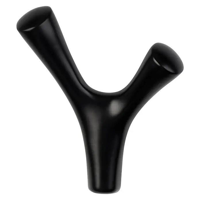 Walteco Garderobenhaken AMIOSO II - L x B x H: 76 x 48 x 92 mm, Anzahl Haken: 2 Stk., Schwarz - Schwarzer, Y-förmiger Kleiderhaken aus glänzendem Material für Wandmontage. Eine stilvolle Garderobenlösung.