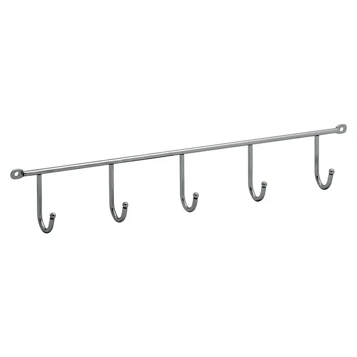 Walteco Hakenleiste - L x B x H: 350 x 35 x 60 mm, Anzahl Haken: 5 Stk., Grau - Garderobenleiste aus Chrom mit fünf Haken, ideal für Jacken, Handtücher und mehr. Stilvolle und praktische Wandaufbewahrung für jeden Raum.