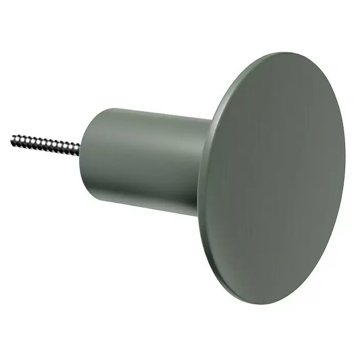 Walteco Garderobenhaken - Gesamtumfang: 4 -tlg., Mehrfarbig (Grau, Grün, Weiß, Orange) - Matter dunkelgrüner runder Wandhaken mit einem Gewindebolzen aus Metall.