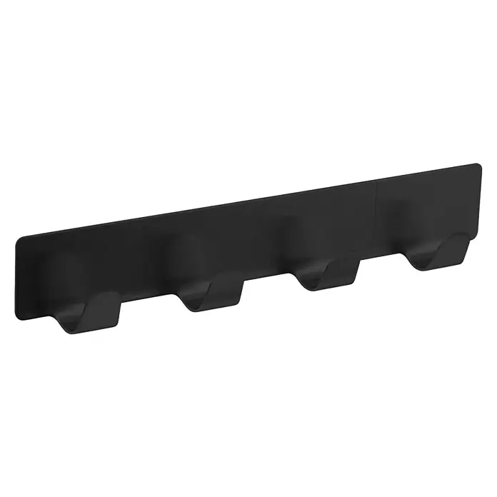Walteco Hakenleiste - L x B x H: 160 x 21 x 29 mm, Anzahl Haken: 4 Stk. - Schwarze Hakenleiste mit vier Haken, ideal zur Aufbewahrung von Jacken und Accessoires im Flur oder Bad, praktische Wandgarderobe.