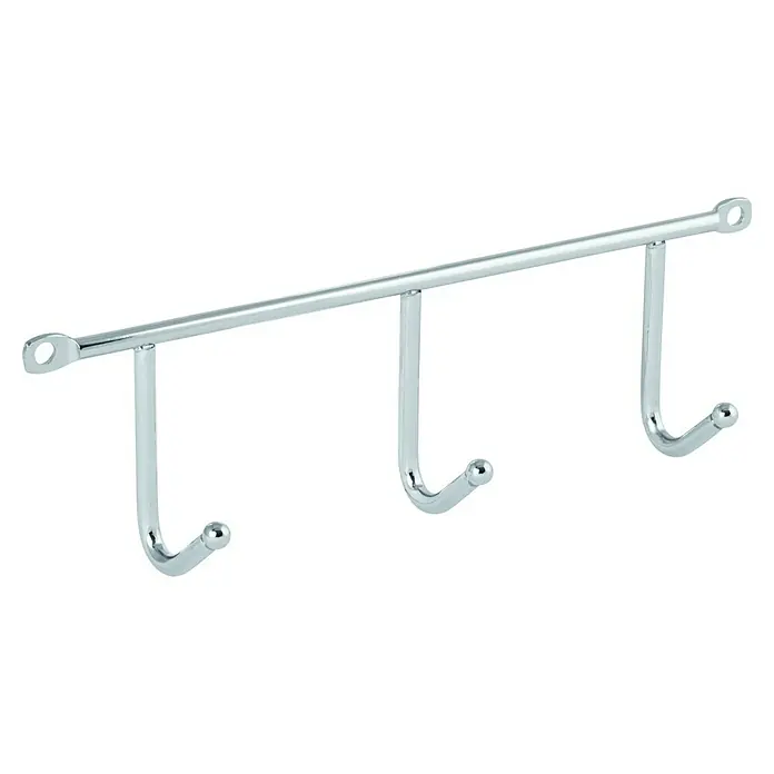 Walteco Hakenleiste - L x B x H: 200 x 35 x 60 mm, Anzahl Haken: 3 Stk., Silber - Silberner Kleiderhaken mit drei Haken und Befestigungslöchern. Praktische Garderobenlösung für jeden Raum mit stabiler Konstruktion.