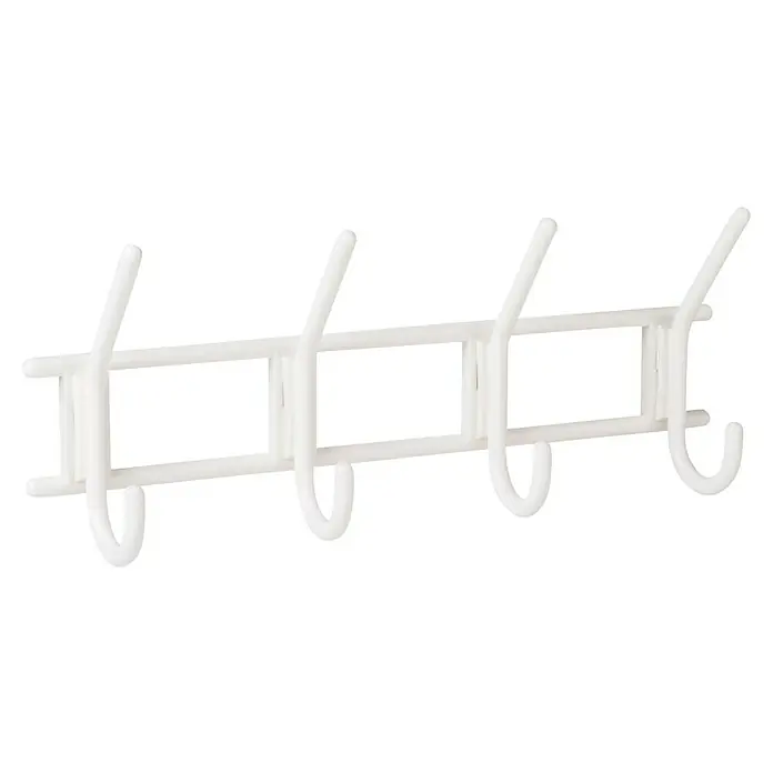 Walteco Hakenleiste - L x H: 370 x 155 mm, Anzahl Haken: 4 Stk., Kunststoff - Weiße Garderobenleiste mit vier Haken, ideal zur Aufbewahrung von Jacken und Accessoires im Flur oder Schlafzimmer.