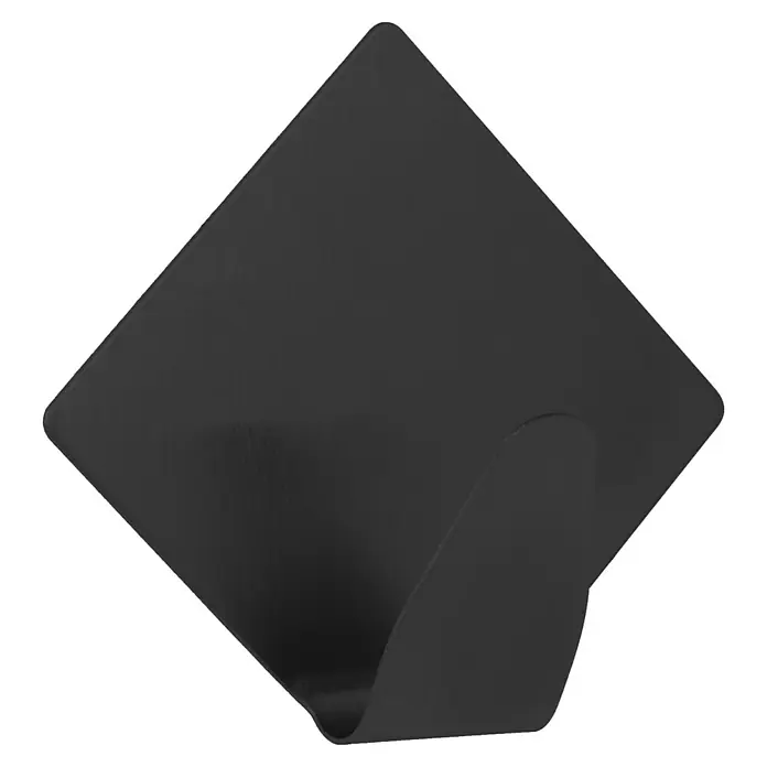 Walteco Selbstklebehaken Selbstklebend - L x B x H: 62 x 22 x 54 mm, Kleben, Schwarz - Schwarze Wandgarderobe mit quadratischer Form und abgerundetem Haken für stilvolle Aufbewahrung von Jacken und Accessoires.