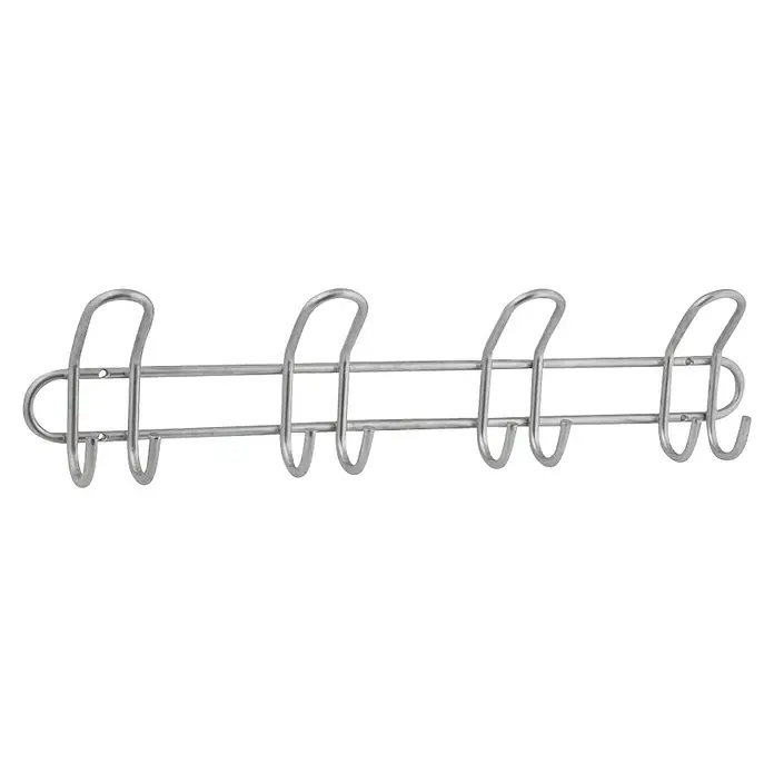 Walteco Hakenleiste - L x B x H: 540 x 60 x 130 mm, Anzahl Haken: 4 Stk., Metall - Wandgarderobe aus Metall mit vier Haken, ideal für Jacken und Mäntel. Robuste Konstruktion für den täglichen Gebrauch.