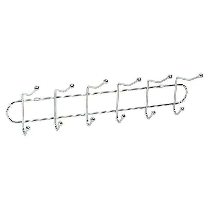 Walteco Hakenleiste - L x H: 515 x 160 mm, Anzahl Haken: 6 Stk., Chrom - Eine Chrom-Wandgarderobe mit sechs Haken, ideal zur Aufbewahrung von Jacken und Accessoires im Flur oder Schlafzimmer.