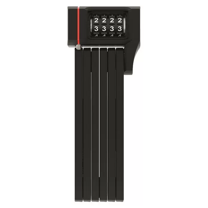 Abus Faltschloss FD Lock 7502 - Länge: 80 cm - Schwarzes Faltschloss für Fahrräder mit vierstelligem Zahlenschloss, das '2222' und '3333' anzeigt.