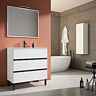 Mueble de lavabo Aisling (L x An x Al: 45 x 80 x 83,5 cm, Blanco/Negro, Mate)